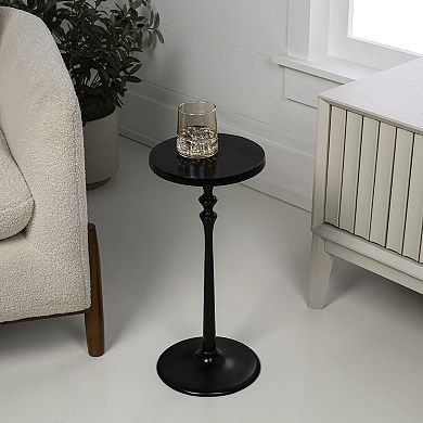 Lulu 19.5" Art Deco Classic Pedestal Round Metal Drink Table and Decorative End Table