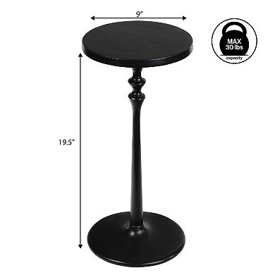 Lulu 19.5" Art Deco Classic Pedestal Round Metal Drink Table and Decorative End Table
