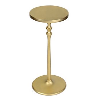 Lulu 19.5" Art Deco Classic Pedestal Round Metal Drink Table and Decorative End Table