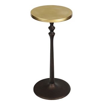 Lulu 19.5" Art Deco Classic Pedestal Round Metal Drink Table and Decorative End Table