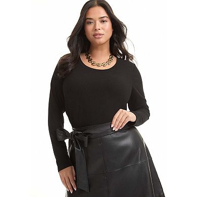 June & Vie Women's Plus Size Ribbed Scoopneck Top