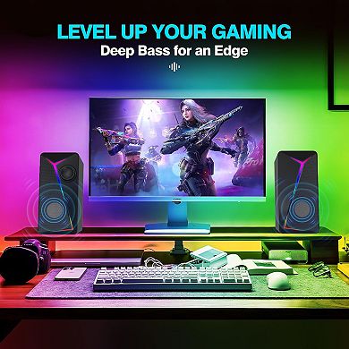 light Computer Speakers Desktop Usb-powered Gaming Laptop Multi Colorful Backlight Modes Stereo