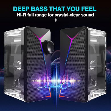 light Computer Speakers Desktop Usb-powered Gaming Laptop Multi Colorful Backlight Modes Stereo