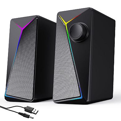 light Computer Speakers Desktop Usb-powered Gaming Laptop Multi Colorful Backlight Modes Stereo