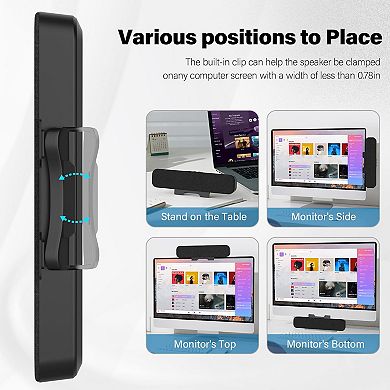 lamp Computer Speakers Desktop Monitor Laptop With Loud Sound Volume Control Easily Clamps