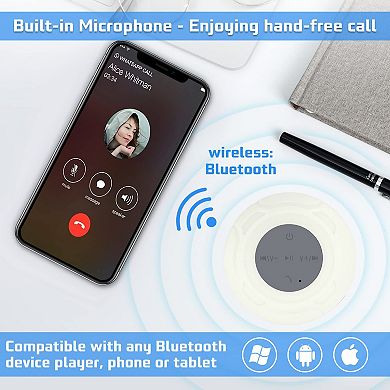 Waterproof Shower Portable Wireless Water-resistant Suction Built-in Gifts Speakerphone Phone Tablet