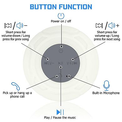 Waterproof Shower Portable Wireless Water-resistant Suction Built-in Gifts Speakerphone Phone Tablet