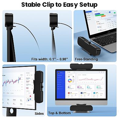 lamp Computer Speakers Desktop Monitor Easy Volume Knob Sturdy Clamp Basic Sound Laptop With Compact