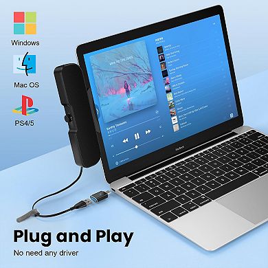 lamp Computer Speakers Desktop Monitor Easy Volume Knob Sturdy Clamp Basic Sound Laptop With Compact