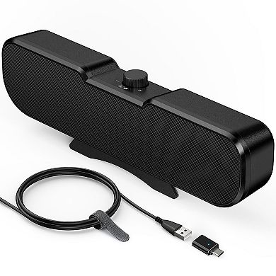 lamp Computer Speakers Desktop Monitor Easy Volume Knob Sturdy Clamp Basic Sound Laptop With Compact