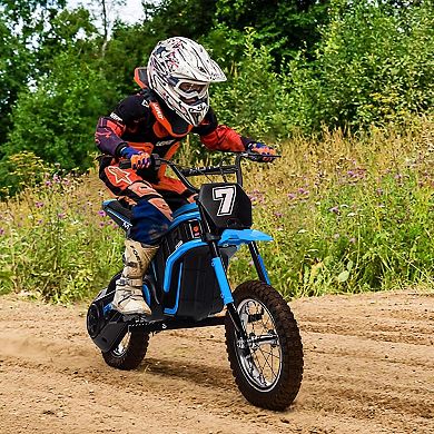 24V 350W Kids Electric Dirt Bike, 3-Speed Motorcycle w/ Suspension, Max Speed 14.29MPH
