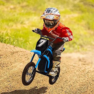 24V 350W Kids Electric Dirt Bike, 3-Speed Motorcycle w/ Suspension, Max Speed 14.29MPH