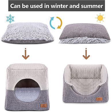 3-in-1 Foldable Cat Houses with Removable Cushion