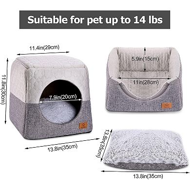 3-in-1 Foldable Cat Houses with Removable Cushion