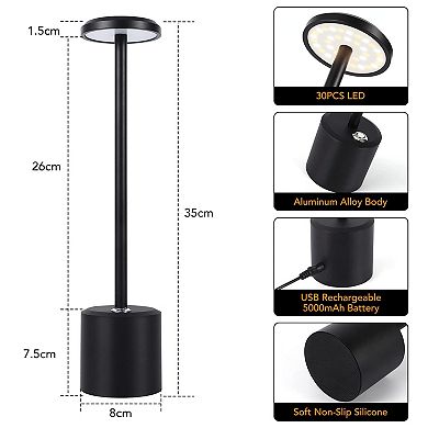Cordless Table Lamp, Portable LED Desk Lamp & Stepless Dimming for Indoor/Outdoor Use