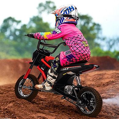 24V 350W Kids Electric Dirt Bike, 3-Speed 5-14.29 MPH Motorcycle w/ Suspension, 135 lbs Max Load