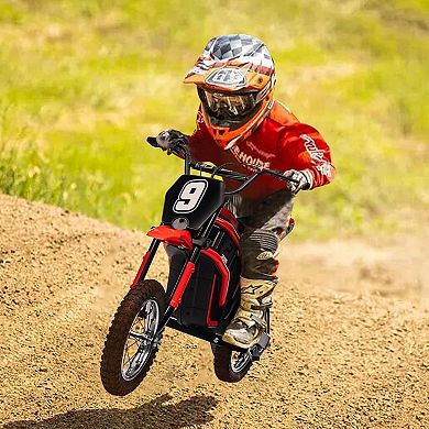 24V 350W Kids Electric Dirt Bike, 3-Speed 5-14.29 MPH Motorcycle w/ Suspension, 135 lbs Max Load