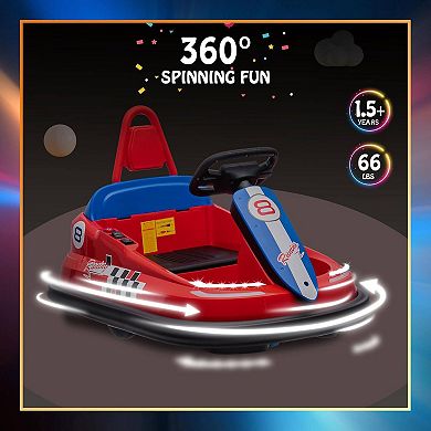 6V Kids Bumper Car for Toddlers, Electric Ride On Toy w/Remote, 360 Degree Spin,2 Speeds,Lights