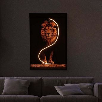 Lion Wall Art With Led Light
