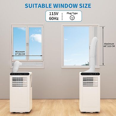 10,000 BTU Portable AC, 3-in-1 Cooling, Dehumidifier & Fan with Remote, 24H Timer, White + Black