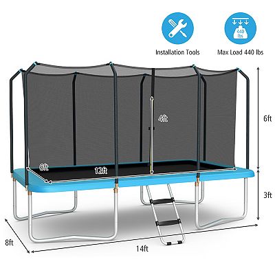 Gymax 8 x 14 FT Rectangular Recreational Trampoline W/ Safety