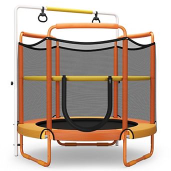 Gymax 5FT Kids 3-in-1 Game Trampoline Seamless W/ Enclosure Net Spring Pad In/ Outdoor