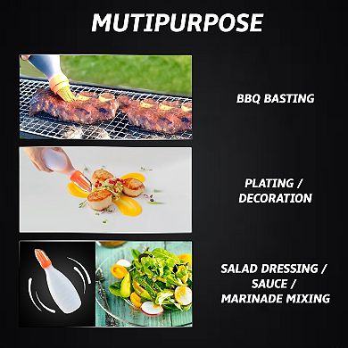 Silicone Pastry Brush All-in-One Basting Brush with Sauce Bottle, Heat-Resistant