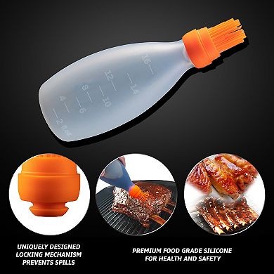 Silicone Pastry Brush All-in-One Basting Brush with Sauce Bottle, Heat-Resistant