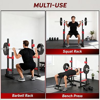 Soozier Adjustable Squat Rack, 660lbs Heavy Duty Barbell Rack