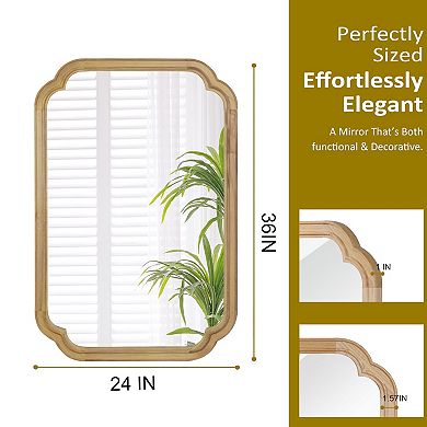 24" x 36" Solid Wood Frame Rectangle Mirror with Round Corner