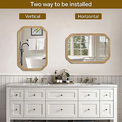 24" x 36" Solid Wood Frame Rectangle Mirror with Round Corner