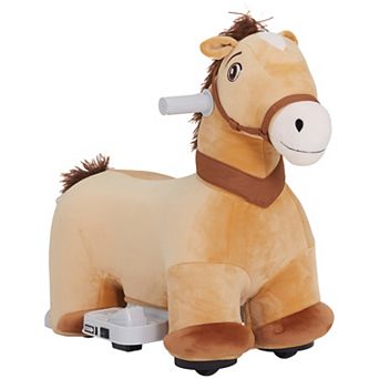 Qaba 6V Electric Ride on Horse with Music Forward, PU Wheels