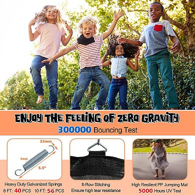 Gymax 10FT Certified Recreation Trampoline w/ Exclusive Flower Shape Enclosure Net Orange