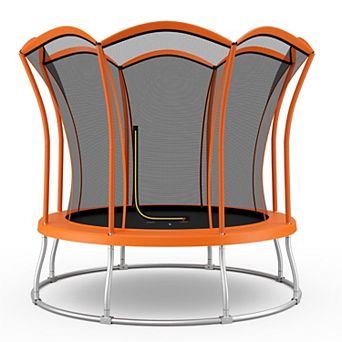 Gymax 10FT Certified Recreation Trampoline w/ Exclusive Flower Shape Enclosure Net Yellow