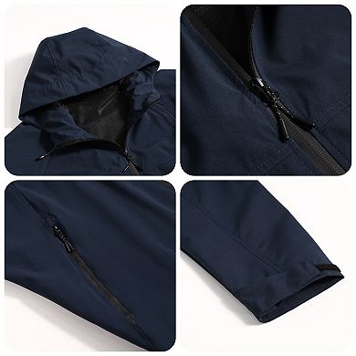 Men's Softshell Jacket Hooded Lightweight Windproof Water Resistant Hiking Outdoor