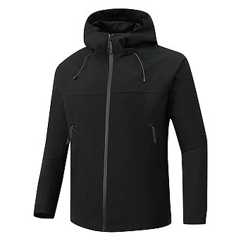 Men's Softshell Jacket Hooded Lightweight Windproof Water Resistant Hiking Outdoor