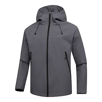 Men's Softshell Jacket Hooded Lightweight Windproof Water Resistant Hiking Outdoor