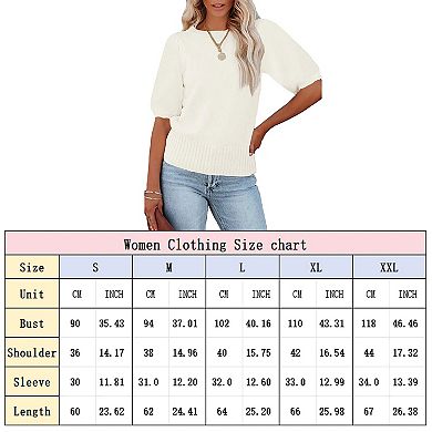 Women's Short Sleeve Knit Top Crew Neck Lightweight Crochet Pullover Summer Tees