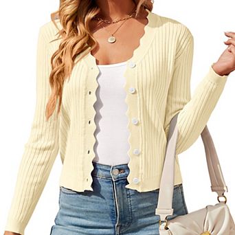 Womens Lightweight Knit Cardigan V Neck Long Sleeve Front Button Down Elegant Shrugs for Dresses