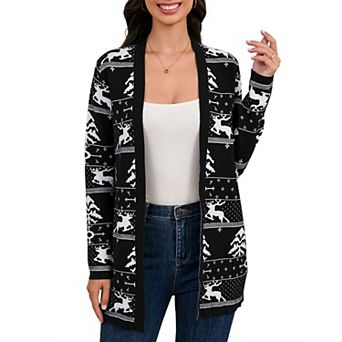 Christmas Cardigan For Women Casual Long Sleeve Round Neck Open Front Cardigan Sweaters