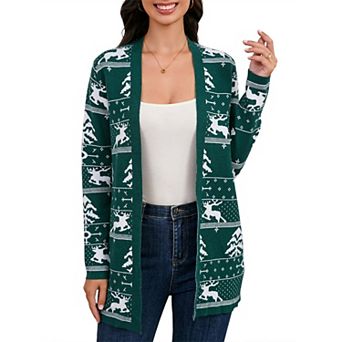 Christmas Cardigan For Women Casual Long Sleeve Round Neck Open Front Cardigan Sweaters