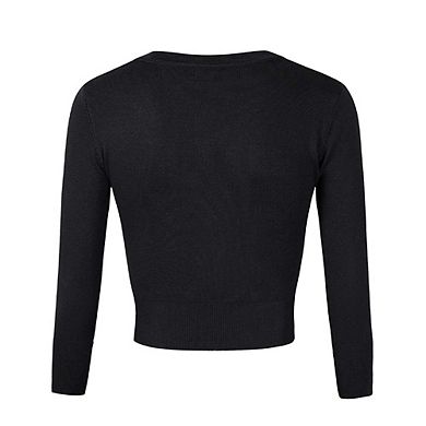 Women's Casual Open Front Knit Cropped Bolero Shrug 3/4 Sleeve Cardigan Sweater