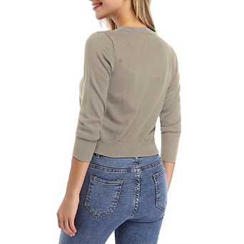Women's Casual Open Front Knit Cropped Bolero Shrug 3/4 Sleeve Cardigan Sweater