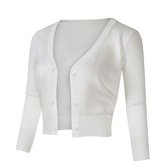 Women's Casual Open Front Knit Cropped Bolero Shrug 3/4 Sleeve Cardigan Sweater