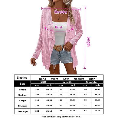 Women's Long Sleeve Open Front Cardigan Casual Lightweight Drape Cozy Knit Sweaters Cover Up Shrugs