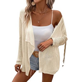 Women's Long Sleeve Open Front Cardigan Casual Lightweight Drape Cozy Knit Sweaters Cover Up Shrugs