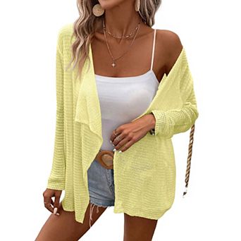 Women's Long Sleeve Open Front Cardigan Casual Lightweight Drape Cozy Knit Sweaters Cover Up Shrugs