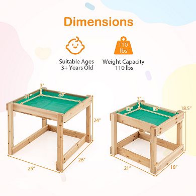 Wooden Sand and Water Tables with Protective Cover for Kids