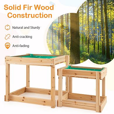 Wooden Sand and Water Tables with Protective Cover for Kids