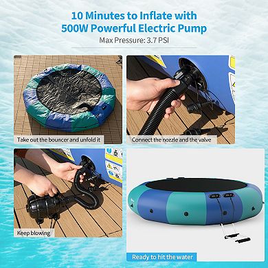 15 Feet Inflatable Splash Padded Water Bouncer Trampoline